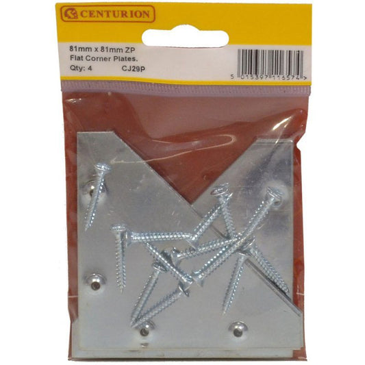 CENTURION CJ29P ZINC PLATED FLAT CORNER PLATE 83 x 83mm