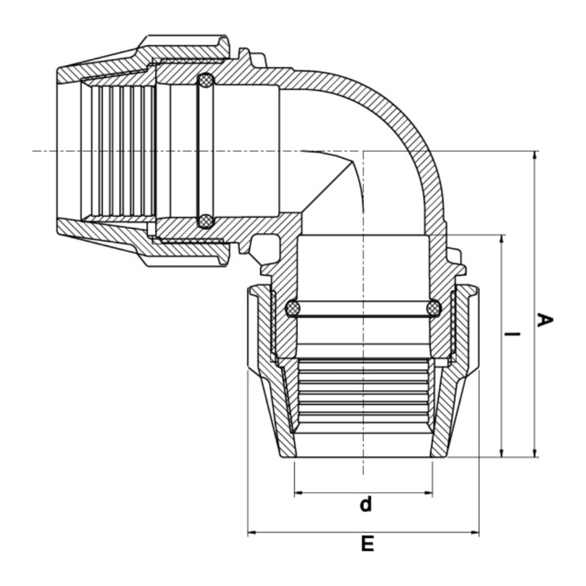 PLASSON 90deg ELBOW 25 x 25mm PL070500025
