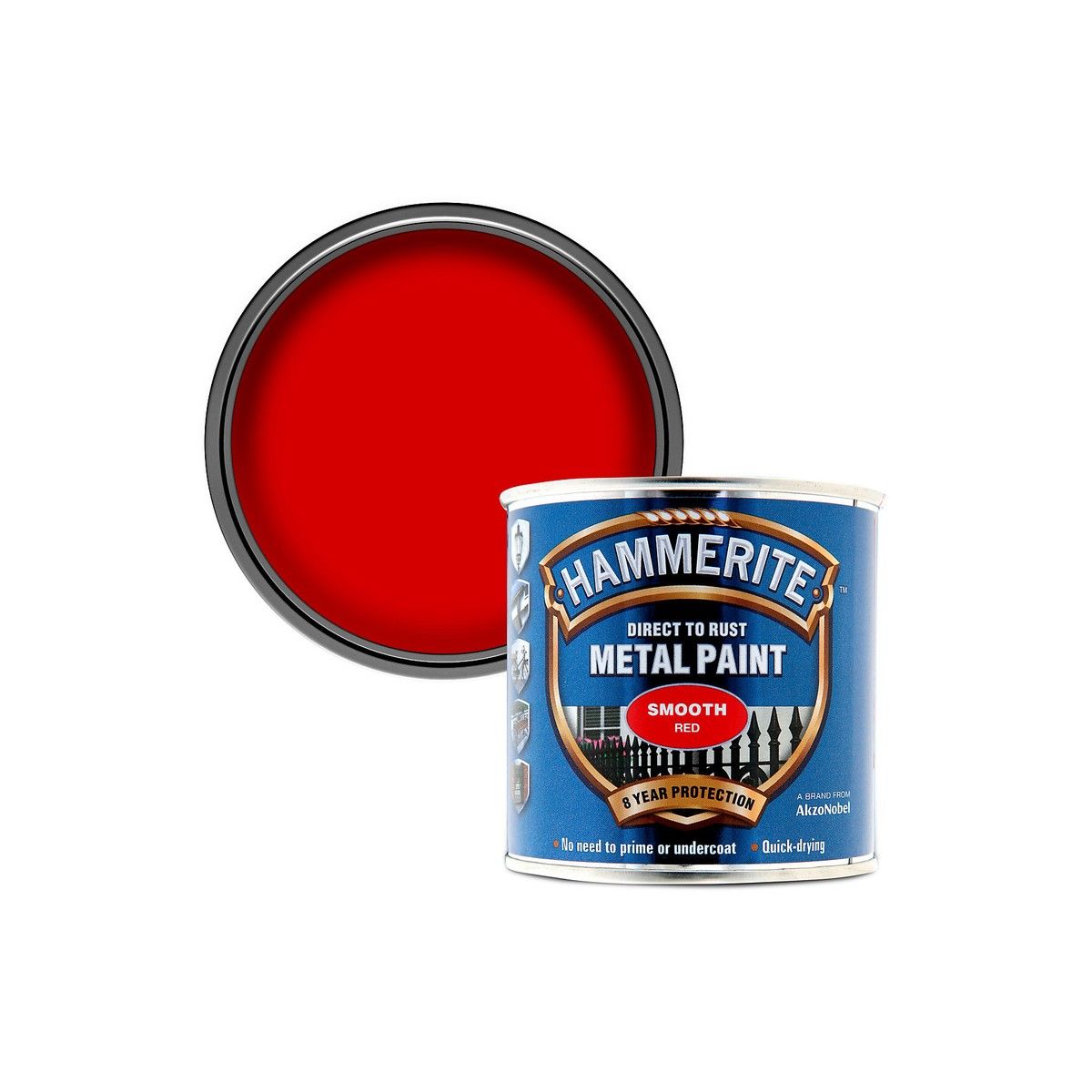 HAMMERITE 250ml SMOOTH FINISH DIRECT TO RUST METAL PAINT RED 5084869