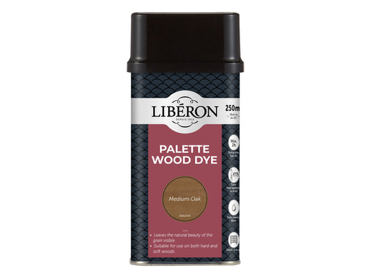 LIBERON WATER BASED PALETTE WOOD DYE 250ml MEDIUM OAK LIBWDPMO250
