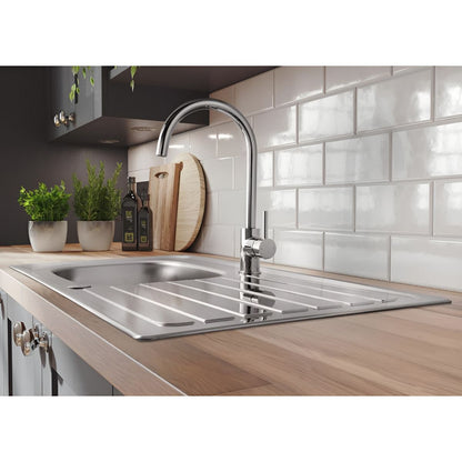 LEISURE LN95L/ LEXIN L/H 1 BOWL 0.9 GAUGE SINK 950 x 508mm SATIN STAINLESS STEEL