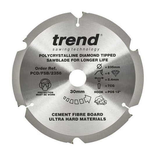 TREND PCD/FSB/2356 PCD FIBRE CEMENT SAW BLADE 6TX30X235MM