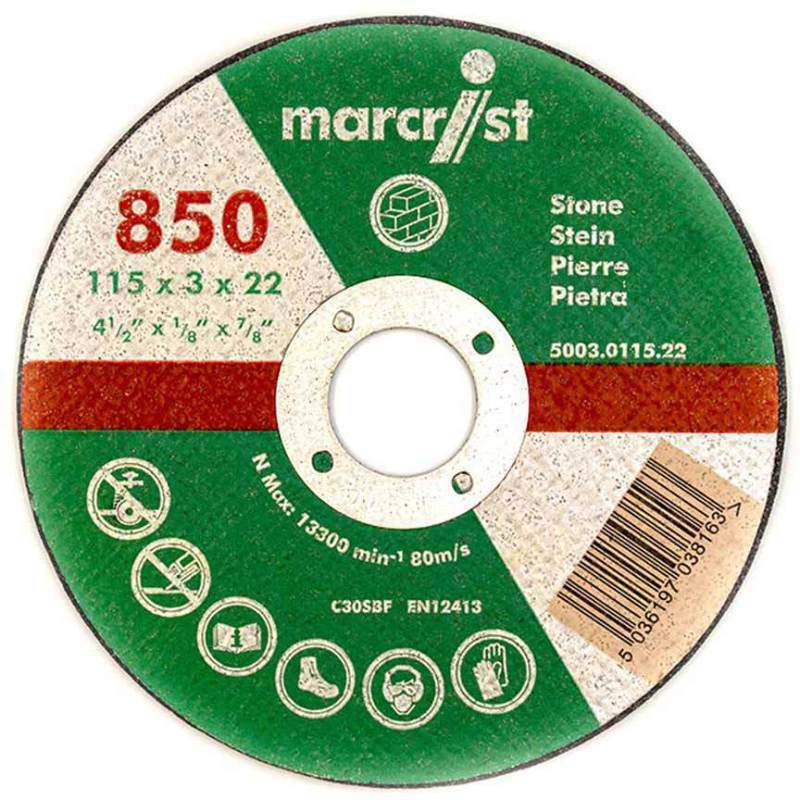 MARCRIST 850 STONE CUTTING DISC 115 x 3 x 22mm FLAT 5003.0115.22