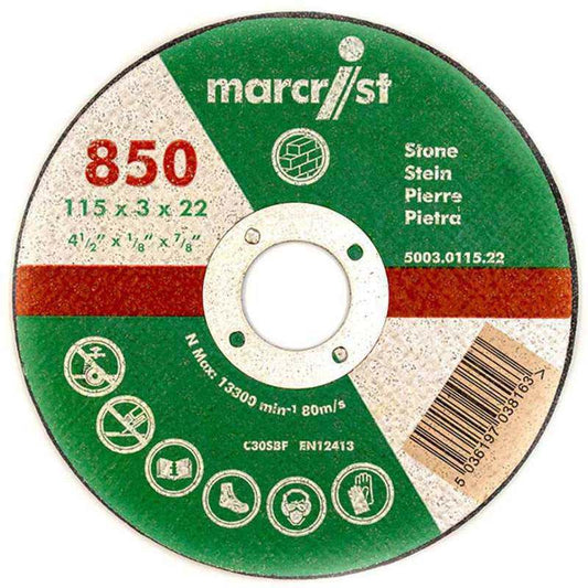 MARCRIST 850 STONE CUTTING DISC 115 x 3 x 22mm FLAT 5003.0115.22
