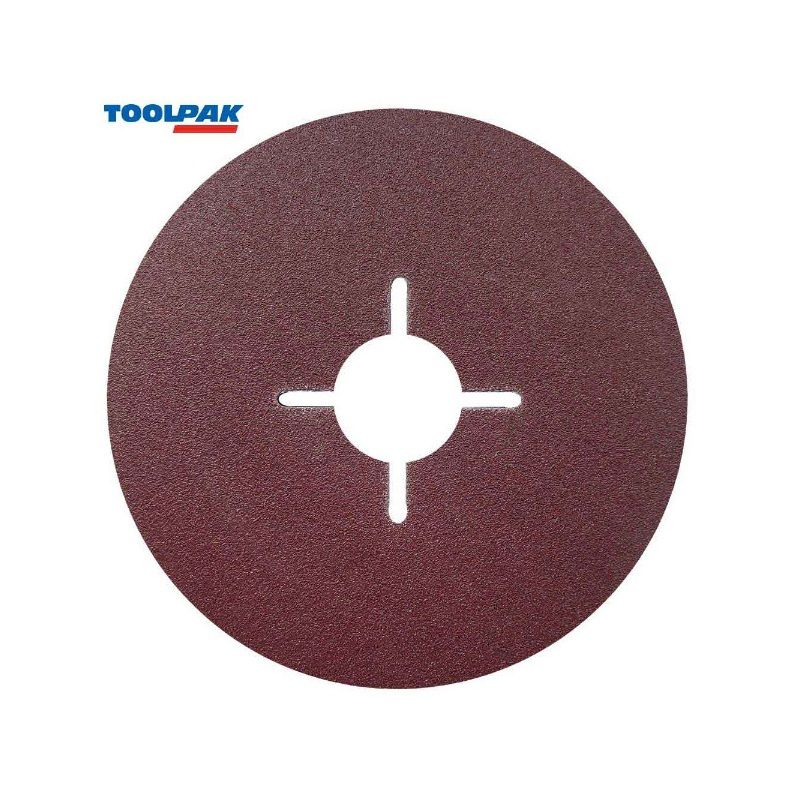 TOOLPAK FIBRE SANDING DISCS PACK OF 5 115mm 80 GRIT RBP115C