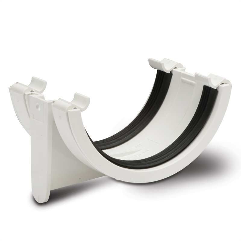 POLYPIPE RAINWATER 112mm HALF ROUND GUTTER UNION BRACKET RR102W WHITE