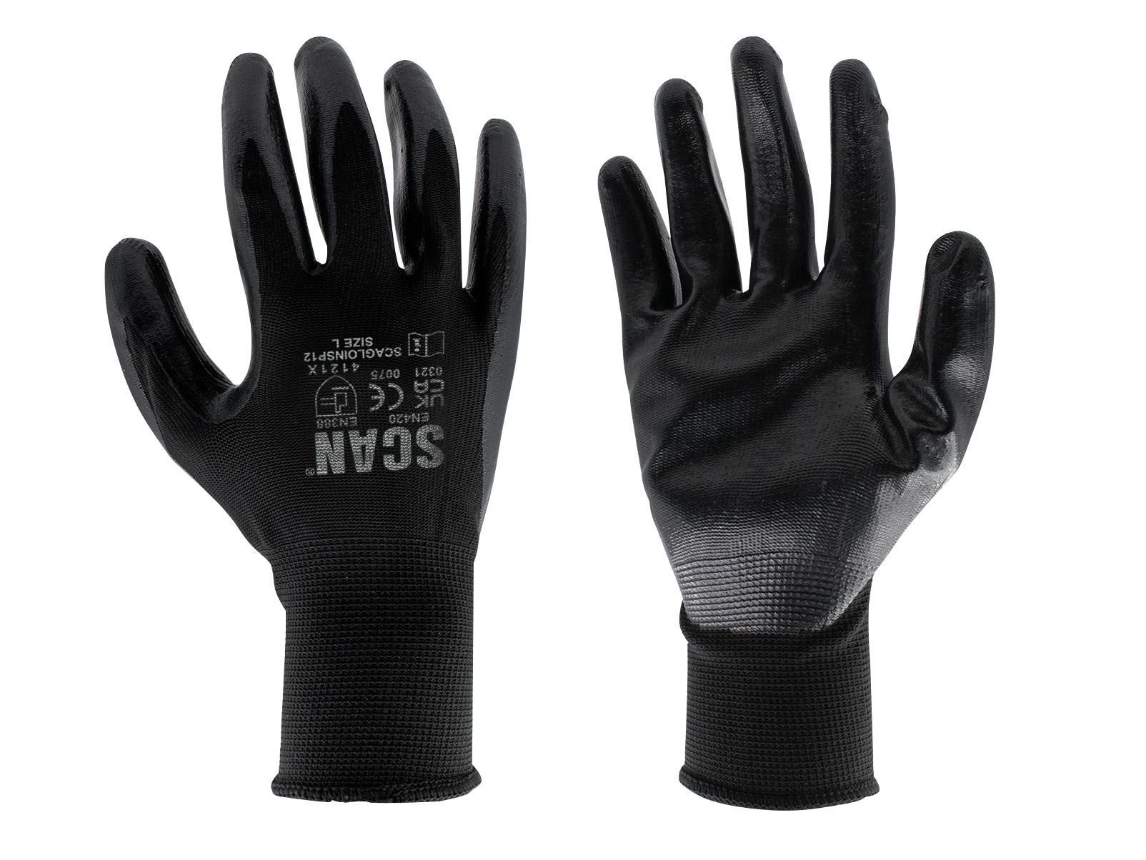 SCAN SCAGLOINSP12 INSPECTION GLOVES LARGE BLACK (PACK 12)