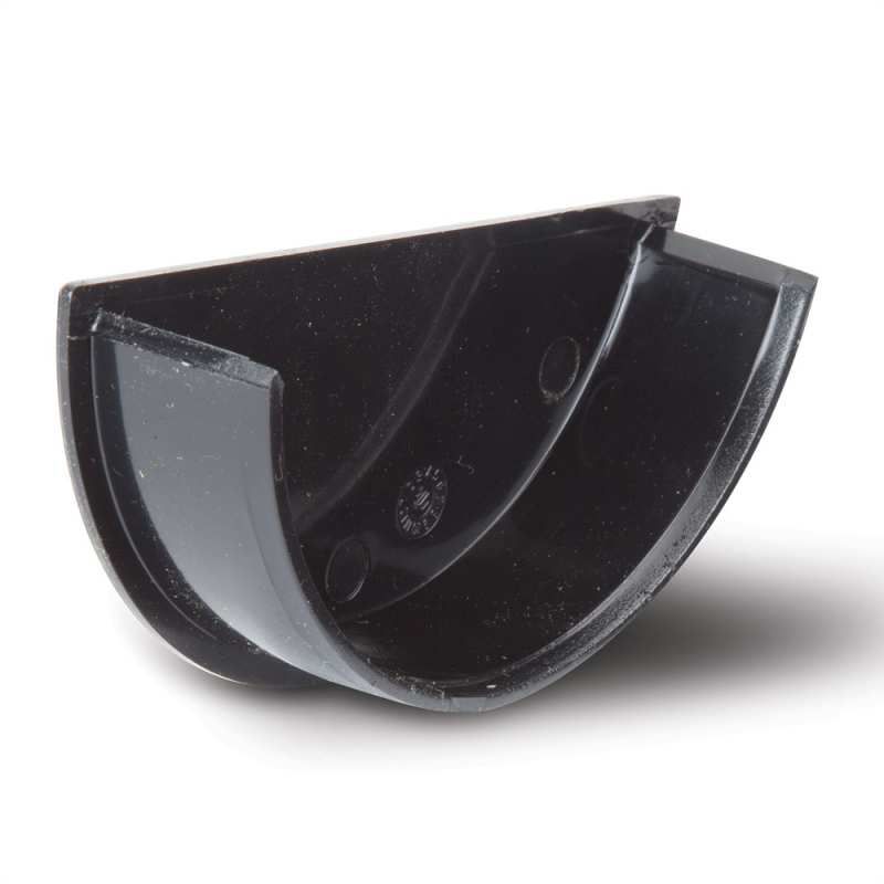 POLYPIPE RAINWATER 112mm HALF ROUND GUTTER STOP END INTERNAL BLACK RR108B