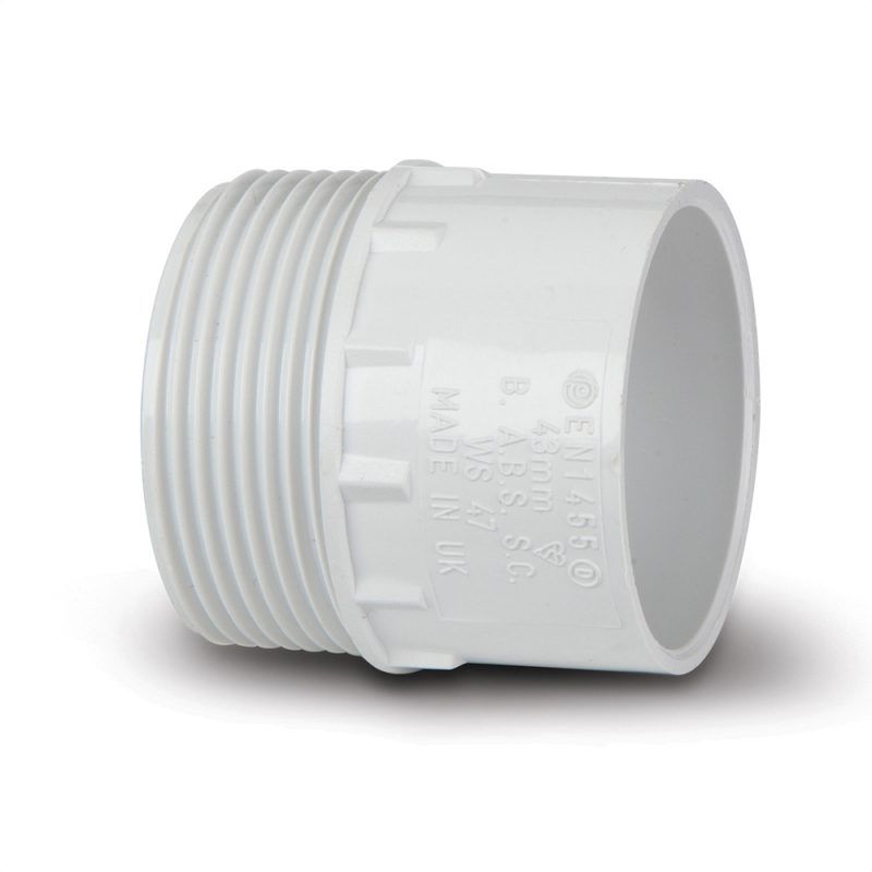 POLYPIPE ABS ADAPTOR MALE IRON 40mm WS47 WS47W WHITE