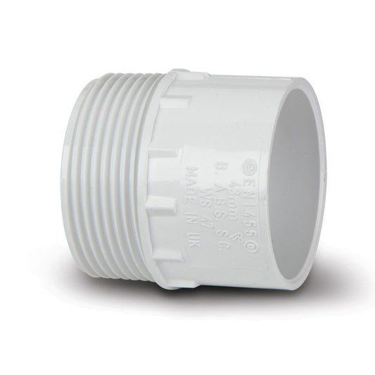 POLYPIPE ABS ADAPTOR MALE IRON 40mm WS47 WS47W WHITE