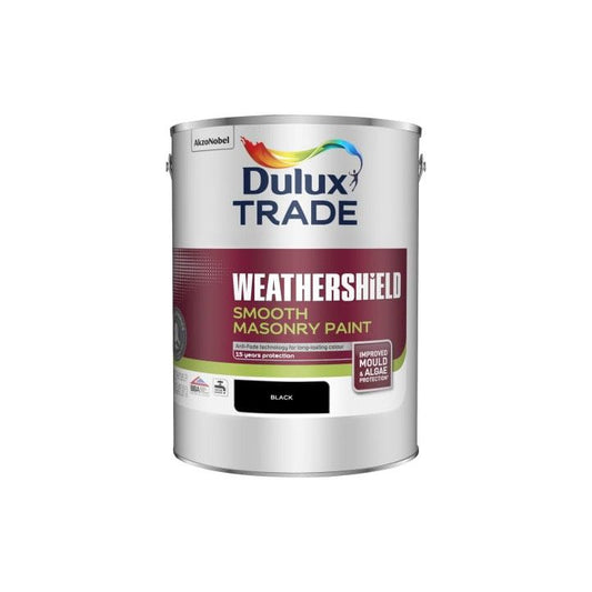 DULUX TRADE WEATHERSHIELD SMOOTH MASONRY PAINT 5l BLACK 5583705