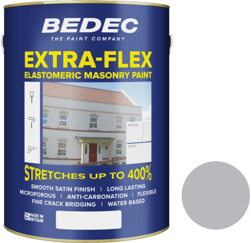 BEDEC EXTRA-FLEX SMOOTH MASONRY PAINT 5l LIGHT GREY BEDE2MBB001/46
