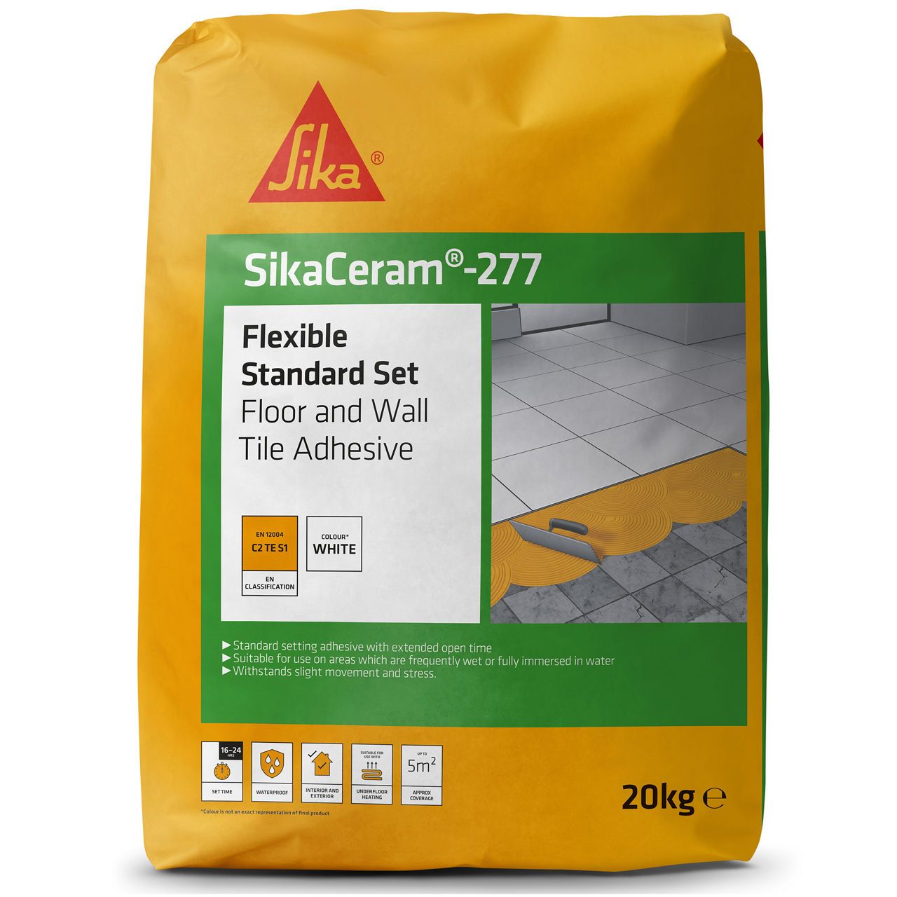 Sika Ceramic 277 Flexible Std Set Floor & Wall Tile Adhesive 20Kg White SKCM277WE20