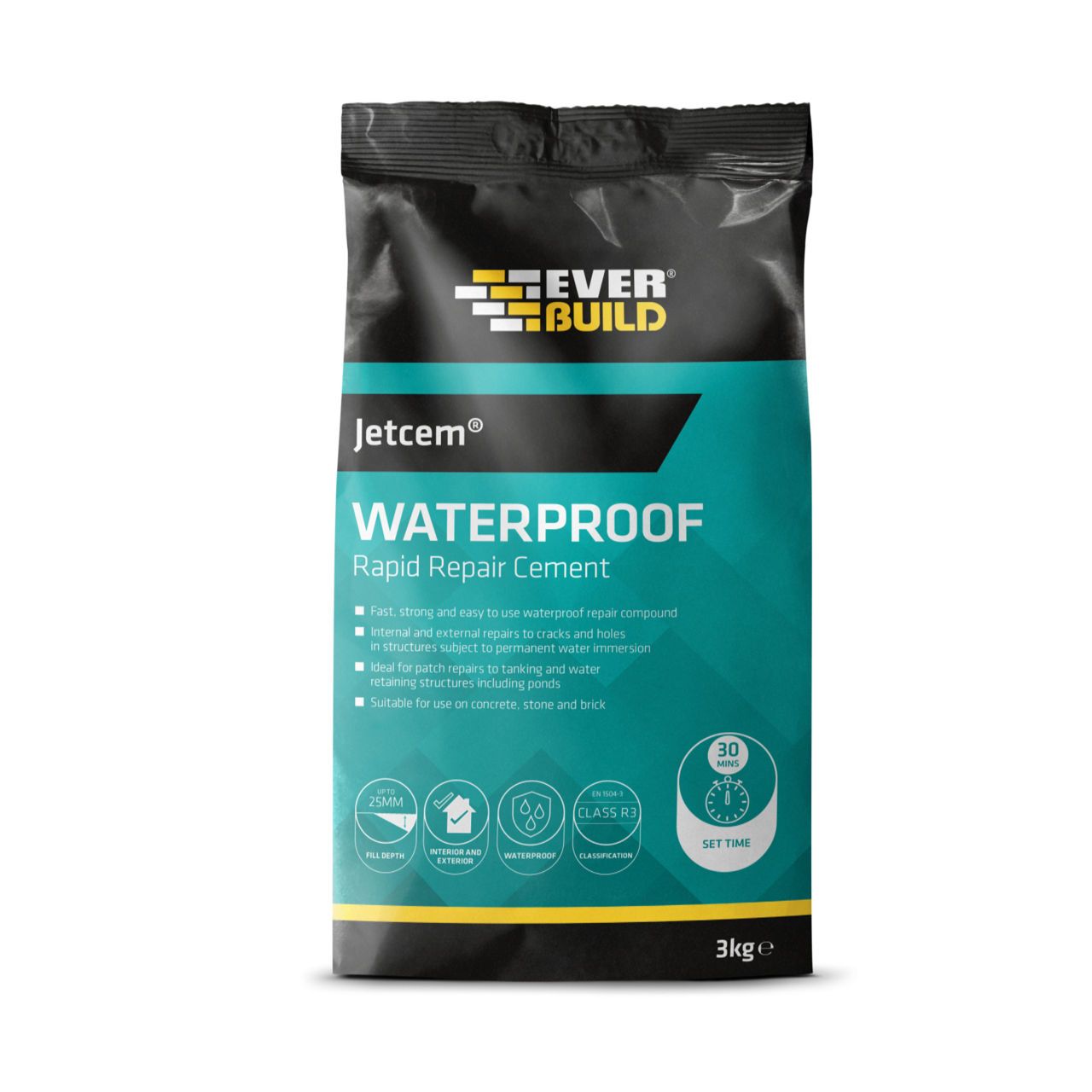 Everbuild Jetcem Waterproof Rapid Repair Cement 3Kg JETWAT3