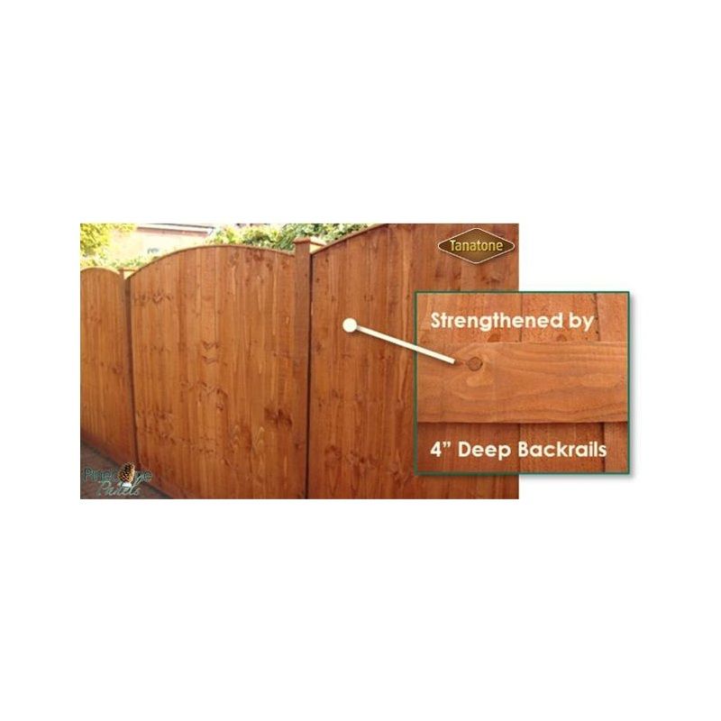 NWP TANALISED BROWN ARCHED-UP FEATHEREDGE 6 x 2' FENCE PANEL (2'6 HIGH TO TOP OF BOW)