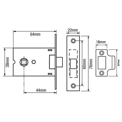 LEGGE FLAT LATCH 64mm B3708NP