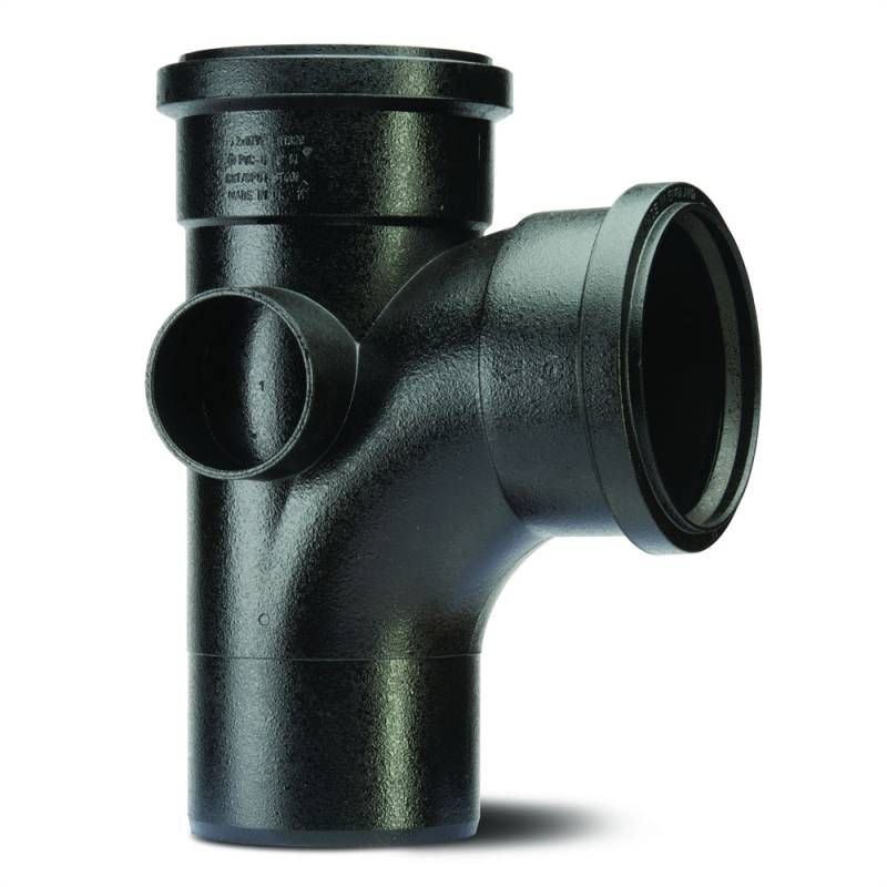 POLYPIPE ELEGANCE CAST IRON 110mm x 92.5deg EQ SGL BRANCH CIST401B BLACK