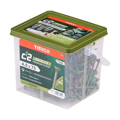 TIMCO DECKING SCREW TX20 CSK C2 4.5 x 75mm (TUB 250) GREEN 75C2D250