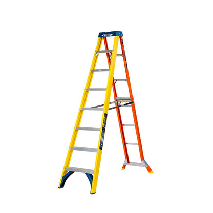 WERNER ADJUSTASTEP FIBREGLASS STEPLADDER 8 TREAD 75075