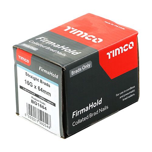 TIMCO FIRMAHOLD GALV BRAD NAILS 64mm (BOX 2000) (NO GAS) BG1664