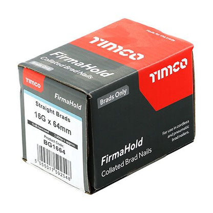 TIMCO FIRMAHOLD GALV BRAD NAILS 64mm (BOX 2000) (NO GAS) BG1664