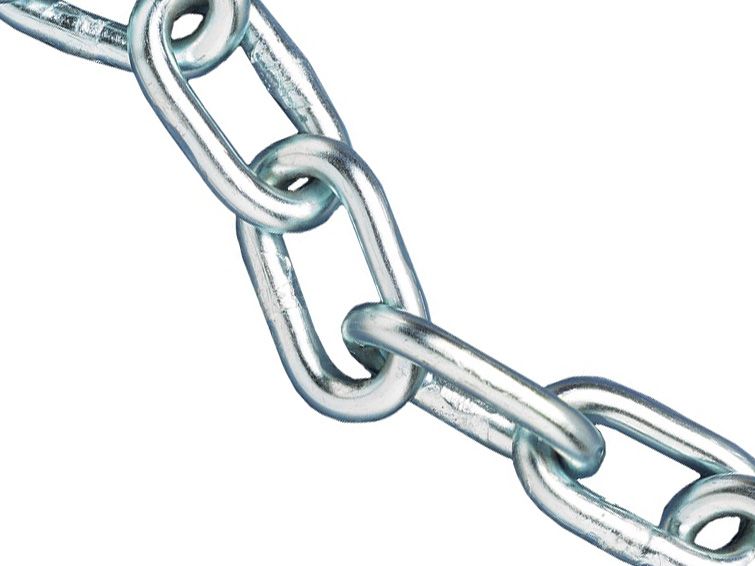 FAITHFULL FAICHAL430 PER METRE A-LINK CHAIN 4mm BRIGHT ZINC PLATED