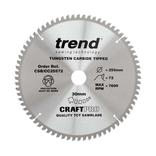 TREND CSB/CC25572 CRAFT SAW BLADE CROSSCUT 255MM X 72T X 30MM