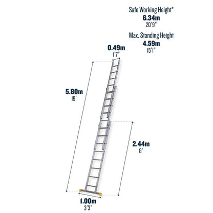 WERNER TRIPLE EXTENSION LADDER (3X8) 2.45m - 5.81m 57712120