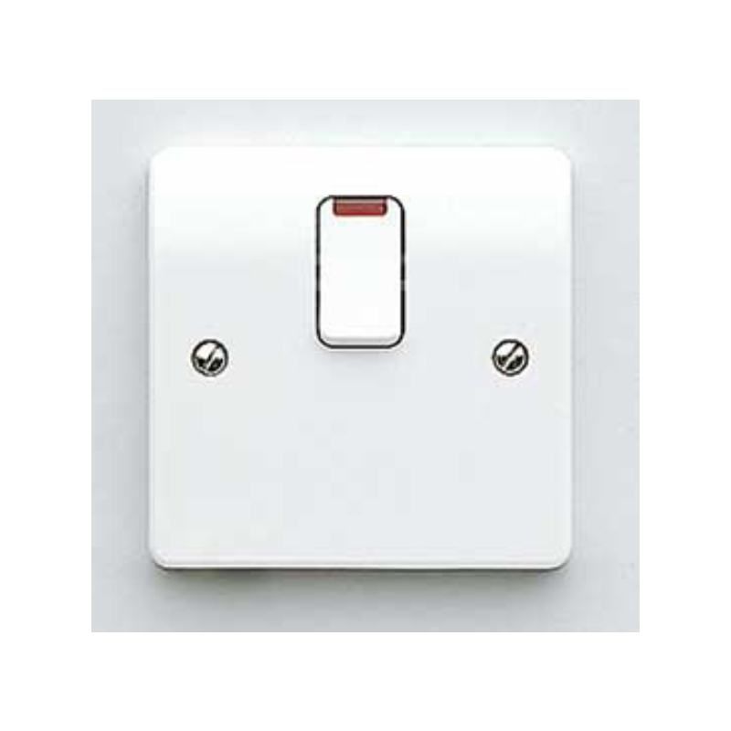 WEW DOUBLE POLE SWITCH WITH NEON & FLEX OUTLET 20a WHITE K5423WHI