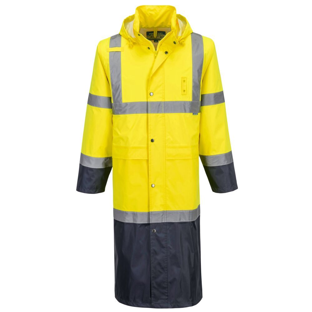 Hi-Vis Contrast Raincoat 122cm, 4XL, R, Yellow/Navy
