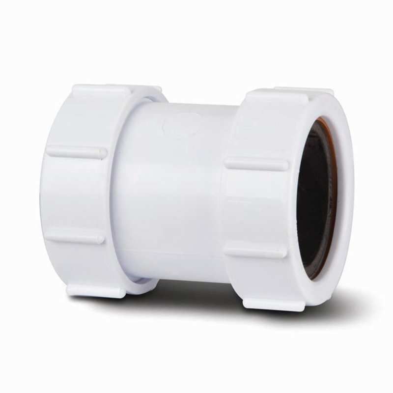 POLYPIPE COMPRESSION WASTE STRAIGHT CONNECTOR 40mm WHITE PS40