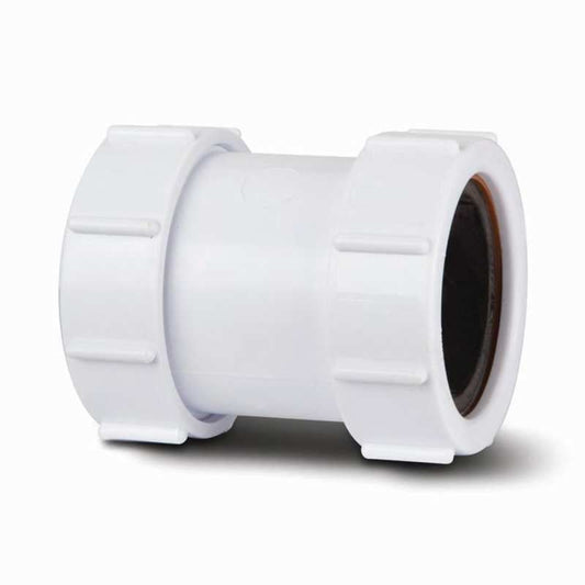 POLYPIPE COMPRESSION WASTE STRAIGHT CONNECTOR 40mm WHITE PS40