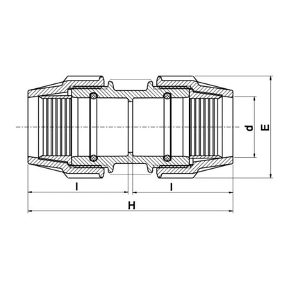 PLASSON STRAIGHT COUPLING 25 x 25mm PL070100025