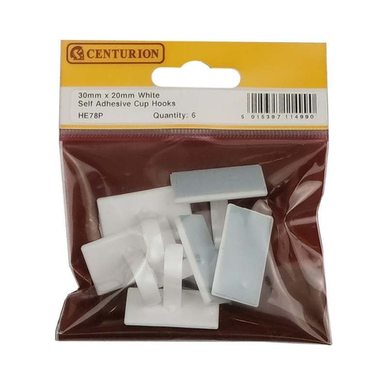 CENTURION HE78P SMALL SELF ADHESIVE CUP HOOK PACK