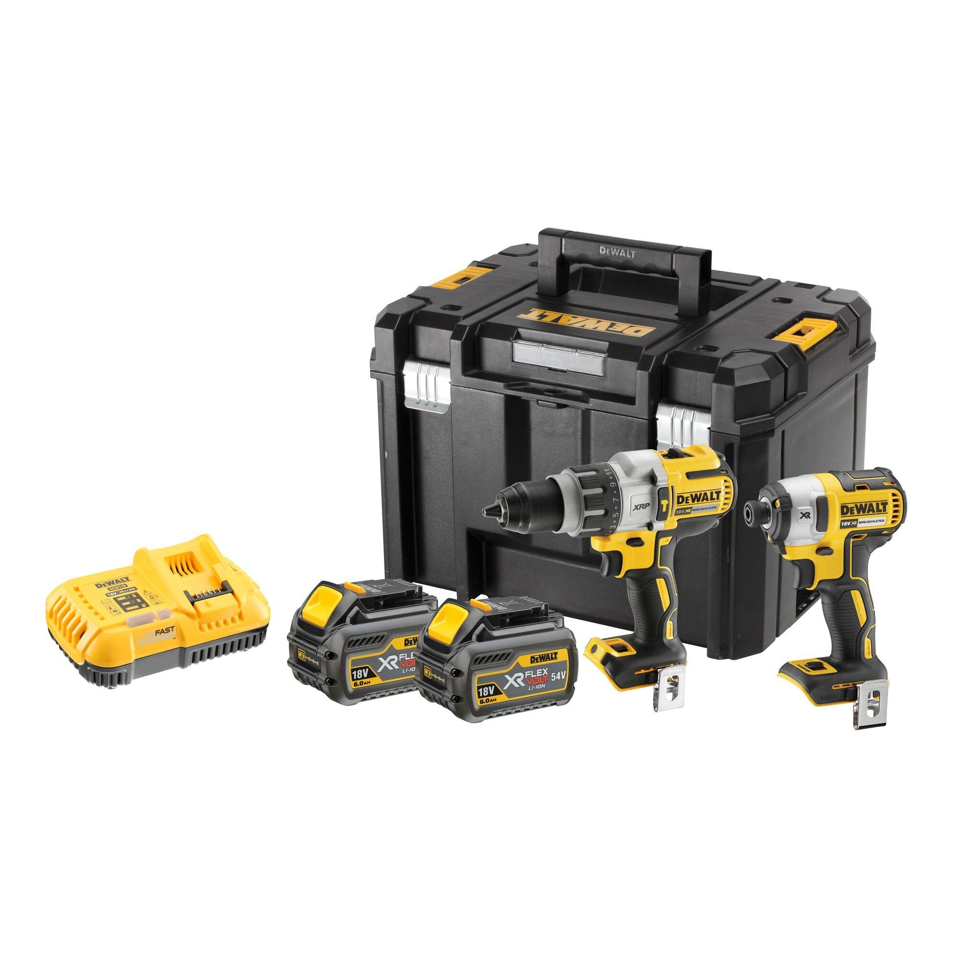 DEWALT DCK276T2T-GB BRUSHLESS 18v XR COMBI DRILL & IMPACT DRIVER TWIN KIT INC 2 x 6.0ah BATTS