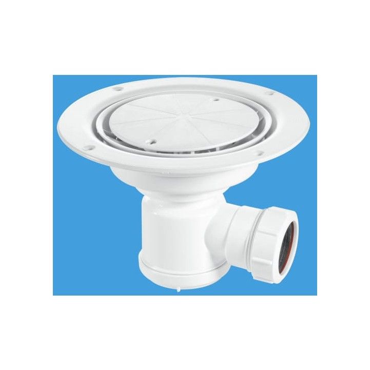 MCALPINE TSG2WH TRAPPED SHOWER GULLY WHITE PLASTIC CLAMP & COVER PLATE 61020376