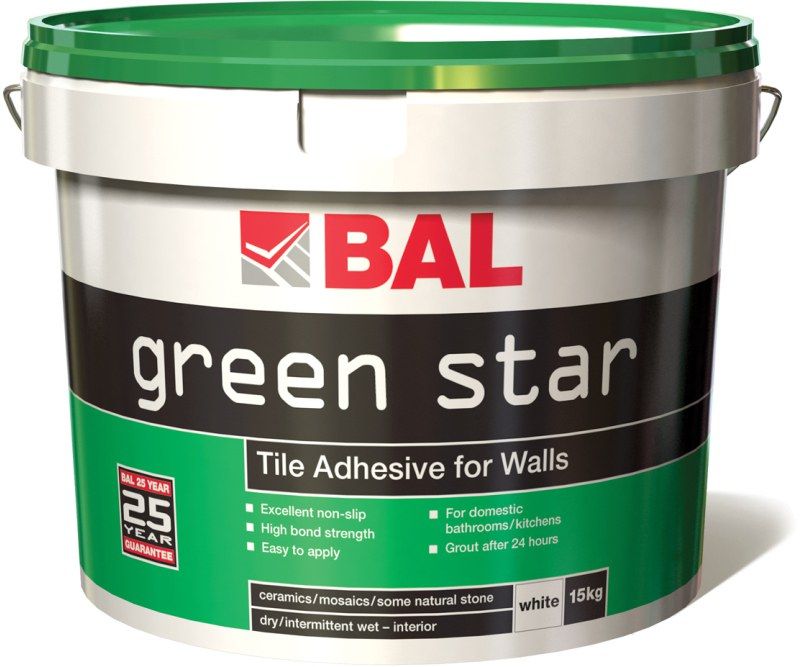 YTC BAWGS15NEW BAL GREEN STAR TILE ADHESIVE 15kg WHITE