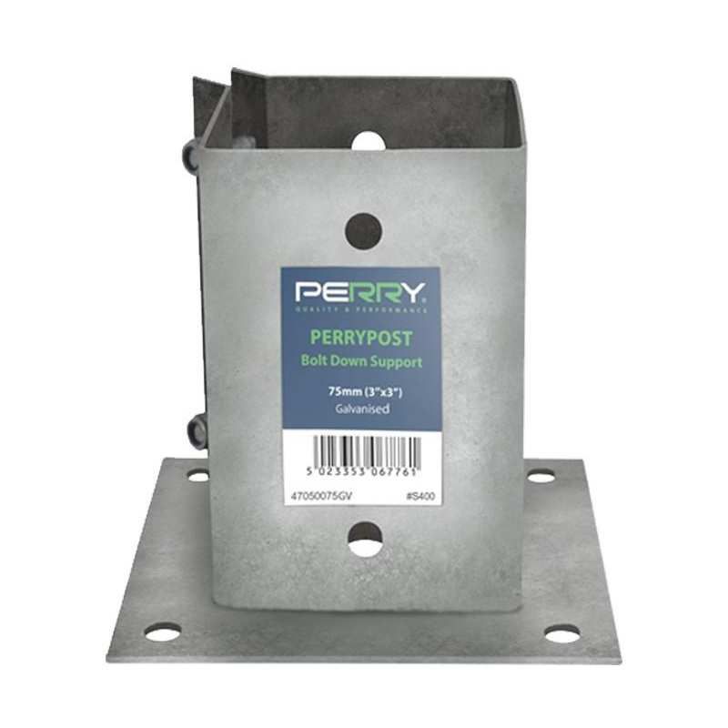 PERRY POST BOLT DOWN SUPPORT 75 x 75mm GALVANISED 47050075GV
