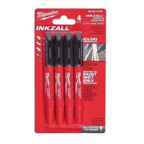 MILWAUKEE 48223154 INKZALL ULTRA FINE TIP MARKER (PACK OF 4)
