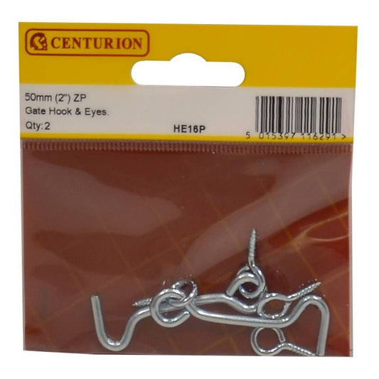 CENTURION HE16P ZINC PLATED 50mm GATE HOOKS & EYES