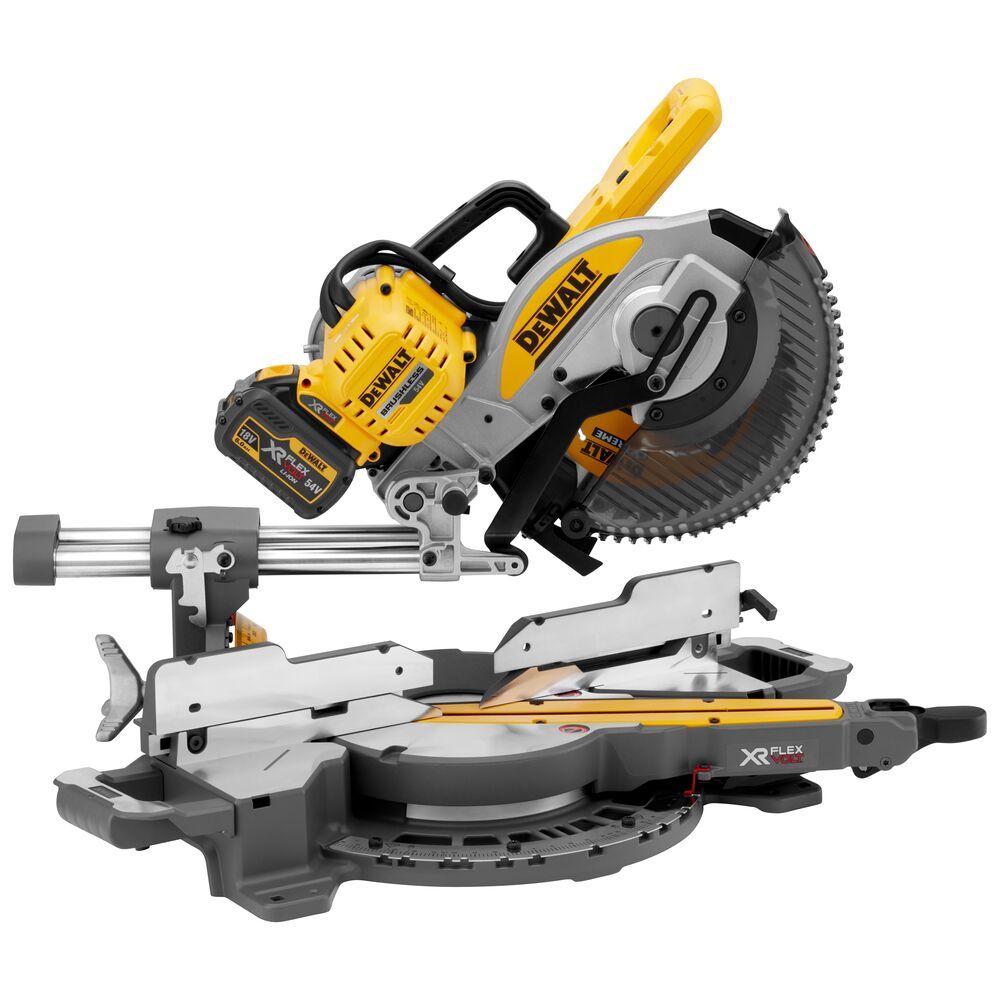 DEWALT DCS727T2 54v FLEXVOLT MITRE SAW 250mm C/W 2 x 6.0ah LI-ION BATTERIES & DE7023 STAND