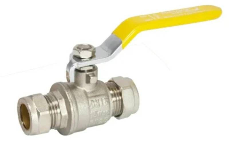 EMBRASS EP GAS LEVER BALL VALVE YELLOW HANDLE 22mm 305720