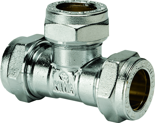 FLOWFLEX CHROME COMPRESSION EQUAL TEE 22mm P701CP.08