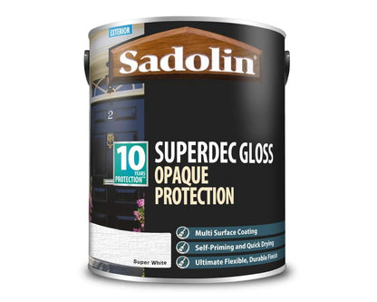 SADOLIN SUPERDEC OPAQUE EXTERIOR GLOSS 5l SUPER WHITE 5028852