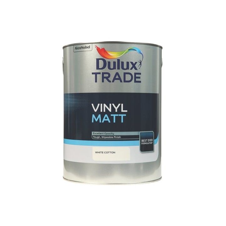 DULUX TRADE VINYL MATT EMULSION 5l WHITE COTTON 5248421