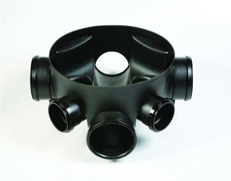 POLYPIPE CHAMBER BASE WITH 4x 160mm & 2x 110mm OUTLETS 460mm UG670