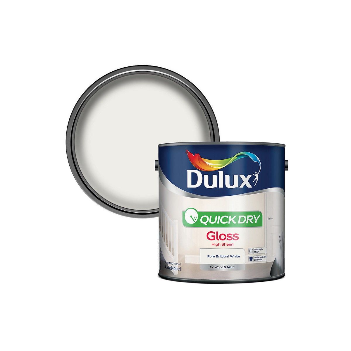 DULUX RETAIL QUICK DRY GLOSS 2.5L BRILLIANT WHITE 5210892
