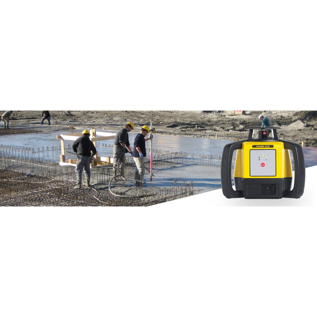 LEICA RUGBY 610 ROTATING LASER LEVEL ALKALINE KIT INCLUDES RE120 RECEIVER, TRIPOD & STAFF