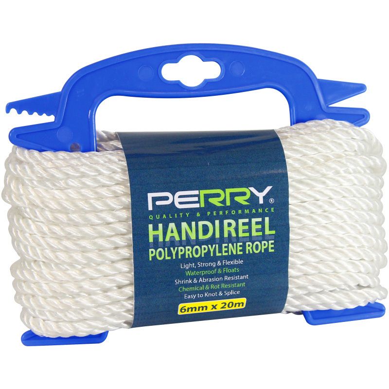 A PERRY POLY ROPE HANDIREEL 8mm WHITE 15m 834-008HR0150WH