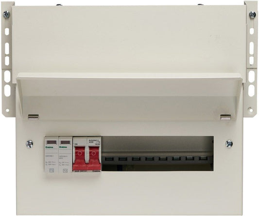 CRABTREE 608/2BS 8-WAY METER CABINET CONSUMER UNIT MAIN SWITCH 100a WITH SPD
